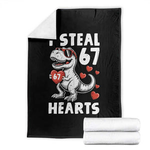 Funny I Steal 67 Hearts Valentines Day Six Seven Meme Throw Blanket TS11 Black Print Your Wear