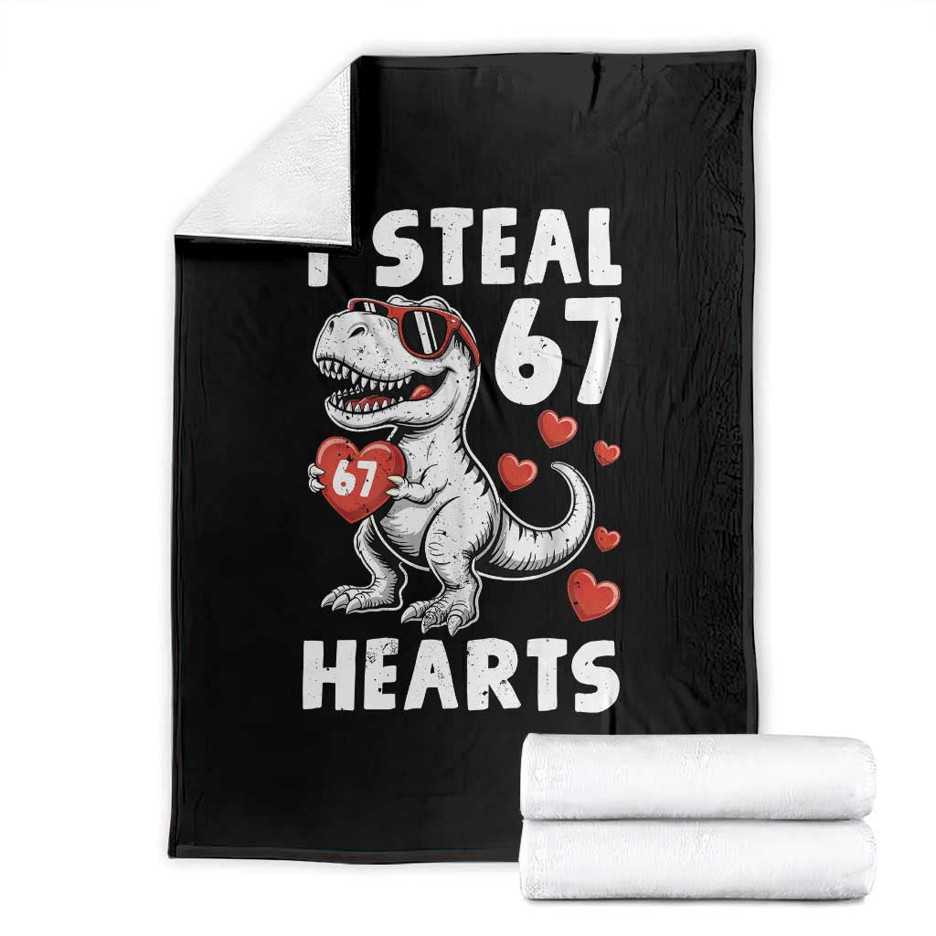 Funny I Steal 67 Hearts Valentines Day Six Seven Meme Throw Blanket TS11 Black Print Your Wear