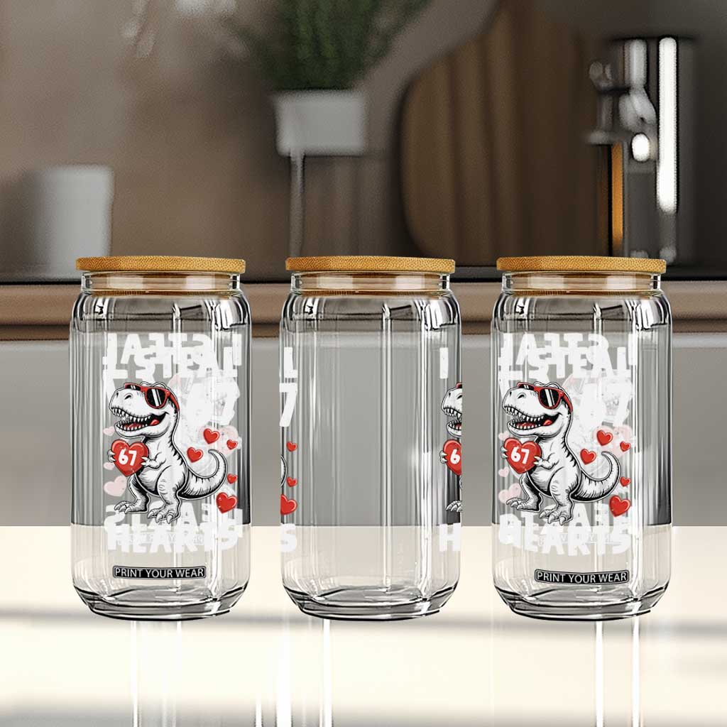 Funny I Steal 67 Hearts Valentines Day Six Seven Meme Glass Can TS11 Print Your Wear