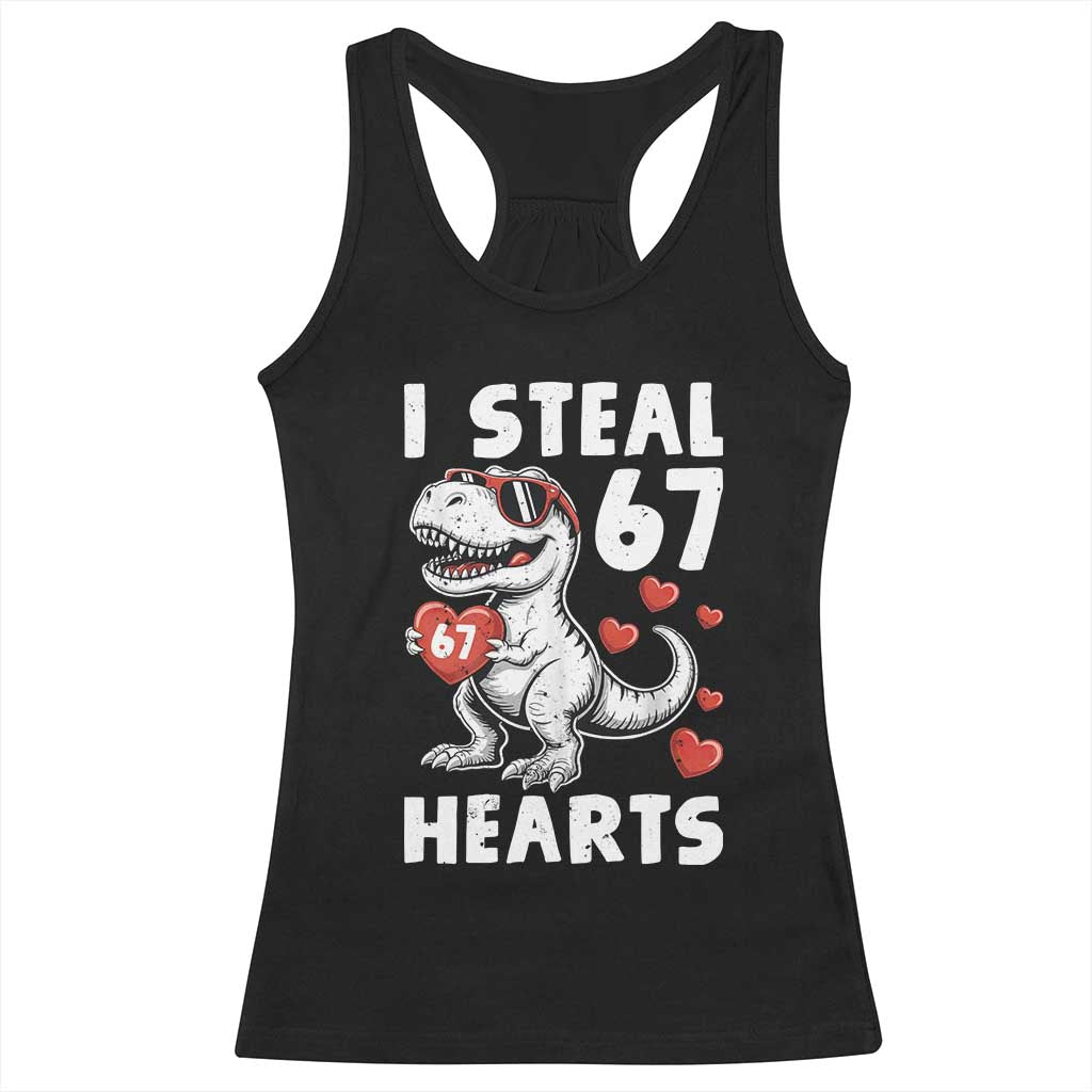 Funny I Steal 67 Hearts Valentines Day Six Seven Meme Racerback Tank Top TS11 Black Print Your Wear