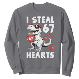 Funny I Steal 67 Hearts Valentines Day Six Seven Meme Sweatshirt TS11 Charcoal Print Your Wear