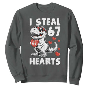Funny I Steal 67 Hearts Valentines Day Six Seven Meme Sweatshirt TS11 Dark Heather Print Your Wear