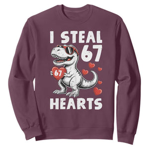 Funny I Steal 67 Hearts Valentines Day Six Seven Meme Sweatshirt TS11 Maroon Print Your Wear
