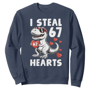 Funny I Steal 67 Hearts Valentines Day Six Seven Meme Sweatshirt TS11 Navy Print Your Wear