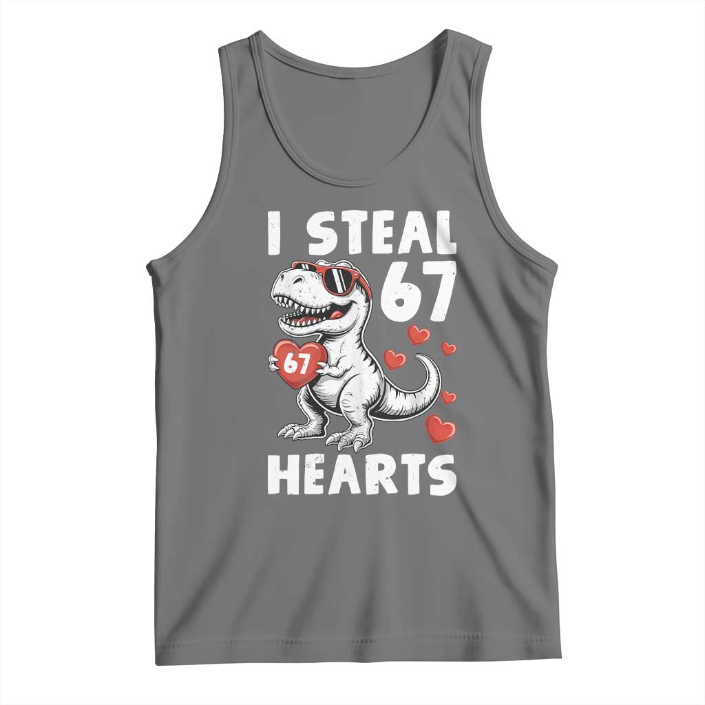 Funny I Steal 67 Hearts Valentines Day Six Seven Meme Tank Top TS11 Black Heather Print Your Wear