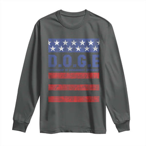 Trump Musk DOGE Long Sleeve Shirt Department Of Government Efficiency Vintage American Flag Stripes TS11 Dark Heather Print Your Wear