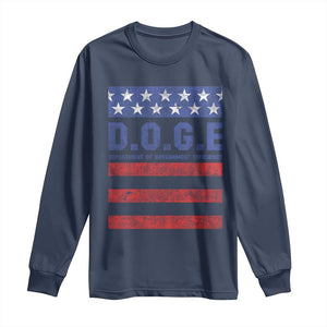 Trump Musk DOGE Long Sleeve Shirt Department Of Government Efficiency Vintage American Flag Stripes TS11 Navy Print Your Wear