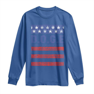 Trump Musk DOGE Long Sleeve Shirt Department Of Government Efficiency Vintage American Flag Stripes TS11 Royal Blue Print Your Wear