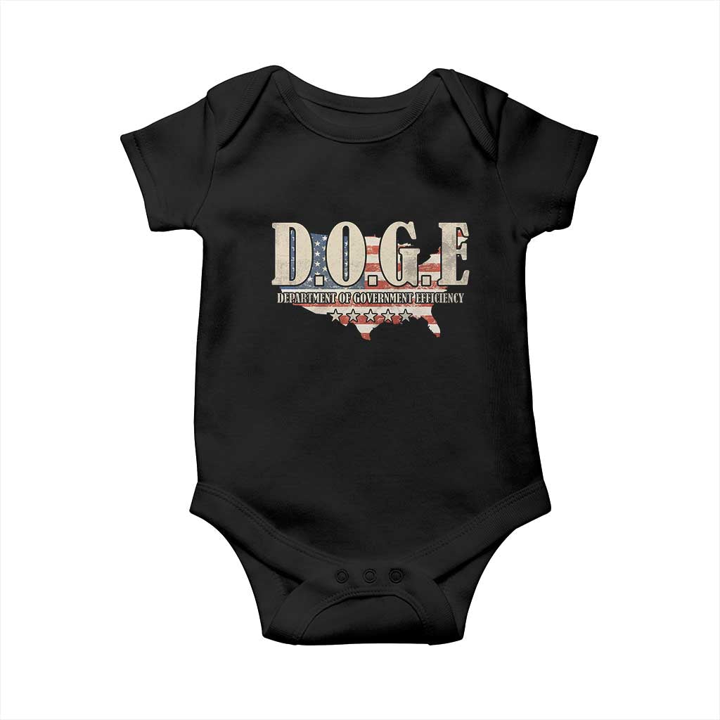 Trump Musk DOGE Baby Onesie Department Of Government Efficiency Vintage American USA Flag TS11 Black Print Your Wear