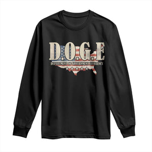 Trump Musk DOGE Long Sleeve Shirt Department Of Government Efficiency Vintage American USA Flag TS11 Black Print Your Wear