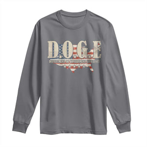 Trump Musk DOGE Long Sleeve Shirt Department Of Government Efficiency Vintage American USA Flag TS11 Charcoal Print Your Wear