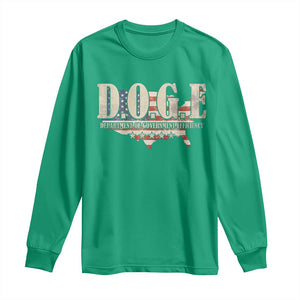 Trump Musk DOGE Long Sleeve Shirt Department Of Government Efficiency Vintage American USA Flag TS11 Irish Green Print Your Wear