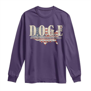 Trump Musk DOGE Long Sleeve Shirt Department Of Government Efficiency Vintage American USA Flag TS11 Purple Print Your Wear