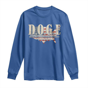 Trump Musk DOGE Long Sleeve Shirt Department Of Government Efficiency Vintage American USA Flag TS11 Royal Blue Print Your Wear