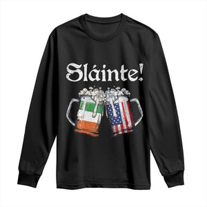 Funny St Patrick's Day Beer Drinking Slainte Long Sleeve Shirt Irish American Beer TS11 Black Print Your Wear