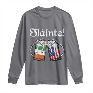 Funny St Patrick's Day Beer Drinking Slainte Long Sleeve Shirt Irish American Beer TS11 Charcoal Print Your Wear