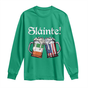 Funny St Patrick's Day Beer Drinking Slainte Long Sleeve Shirt Irish American Beer TS11 Irish Green Print Your Wear