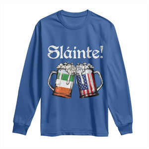 Funny St Patrick's Day Beer Drinking Slainte Long Sleeve Shirt Irish American Beer TS11 Royal Blue Print Your Wear