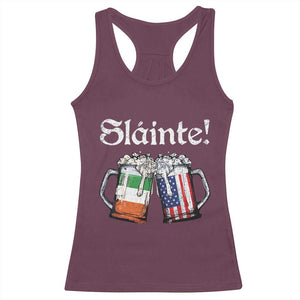 Funny St Patrick's Day Beer Drinking Slainte Racerback Tank Top Irish American Beer TS11 Maroon Print Your Wear