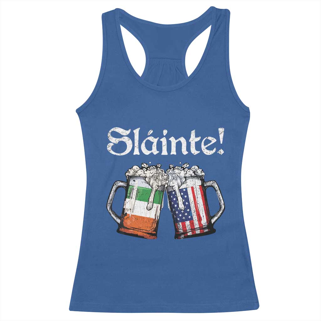 Funny St Patrick's Day Beer Drinking Slainte Racerback Tank Top Irish American Beer TS11 Royal Blue Print Your Wear