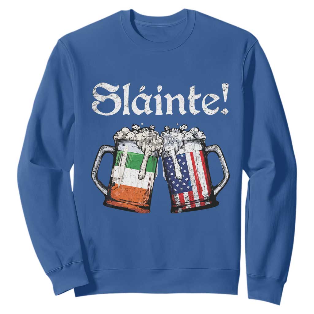 Funny St Patrick's Day Beer Drinking Slainte Sweatshirt Irish American Beer TS11 Royal Blue Print Your Wear