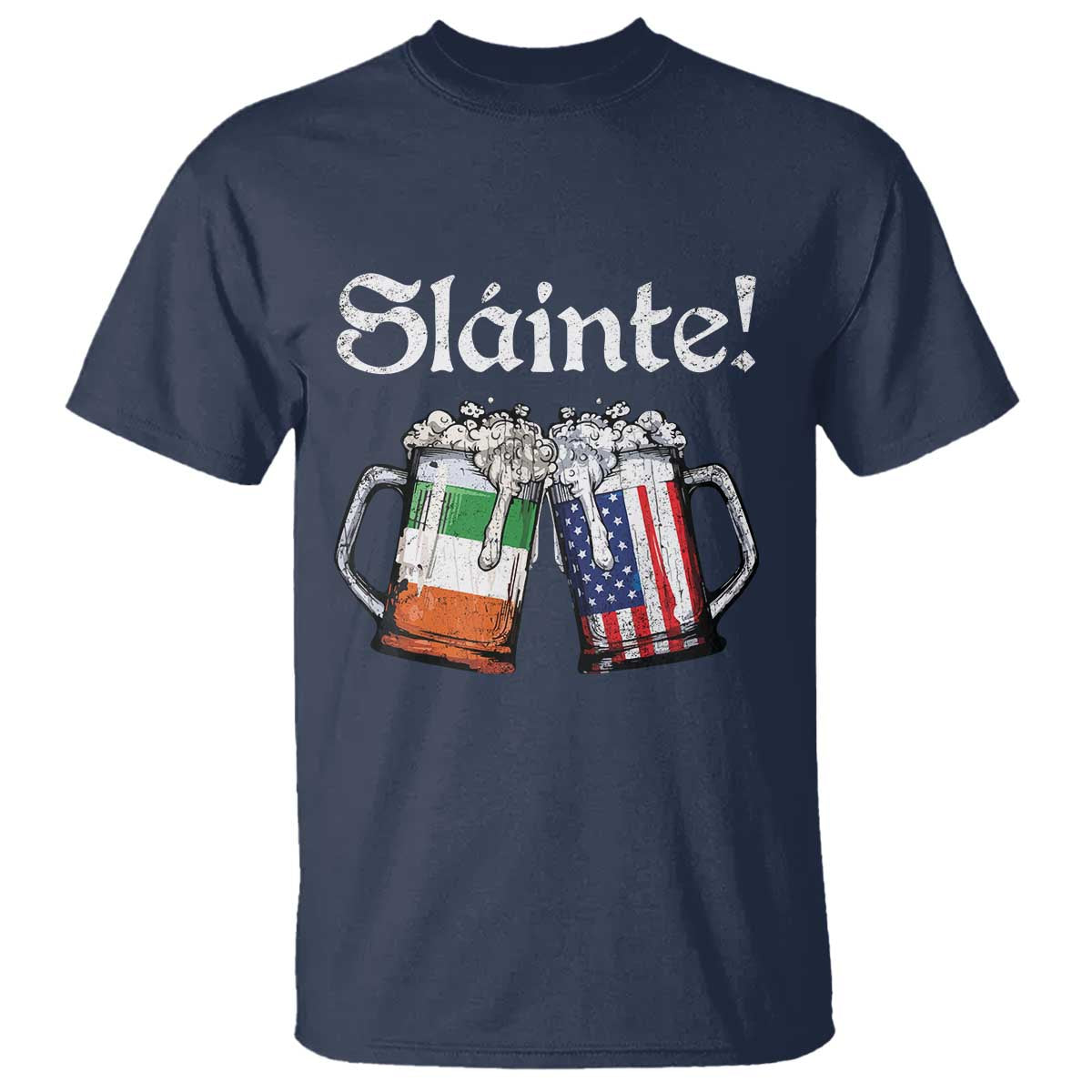 Funny St Patrick's Day Beer Drinking Slainte T Shirt Irish American Beer TS11 Navy Print Your Wear