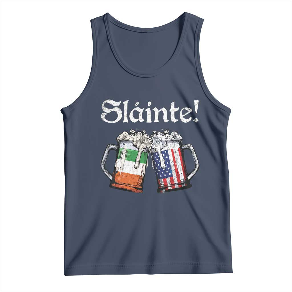 Funny St Patrick's Day Beer Drinking Slainte Tank Top Irish American Beer TS11 Navy Print Your Wear