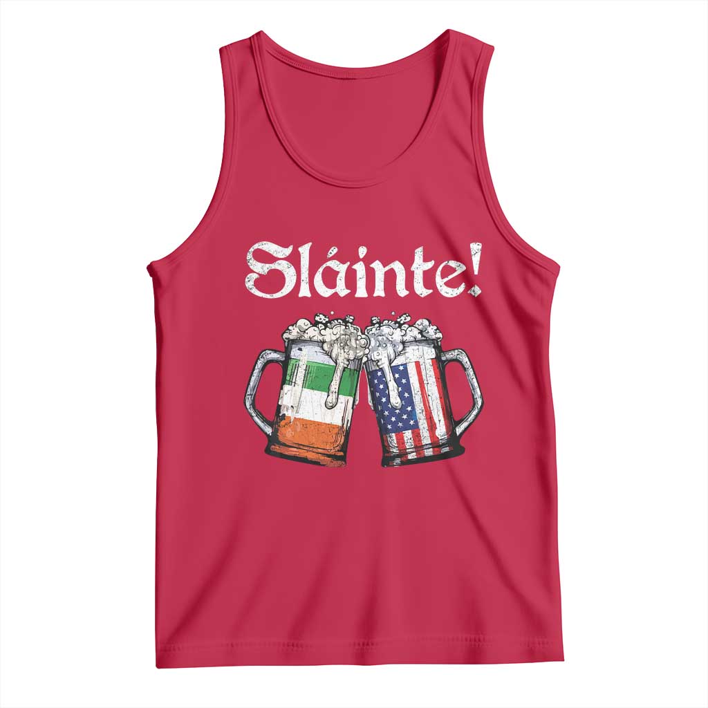 Funny St Patrick's Day Beer Drinking Slainte Tank Top Irish American Beer TS11 Red Print Your Wear