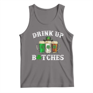 Funny St Patrick's Day Irish Beer Drinking Tank Top Drink Up Bitches Ireland Flag TS11 Deep Heather Print Your Wear