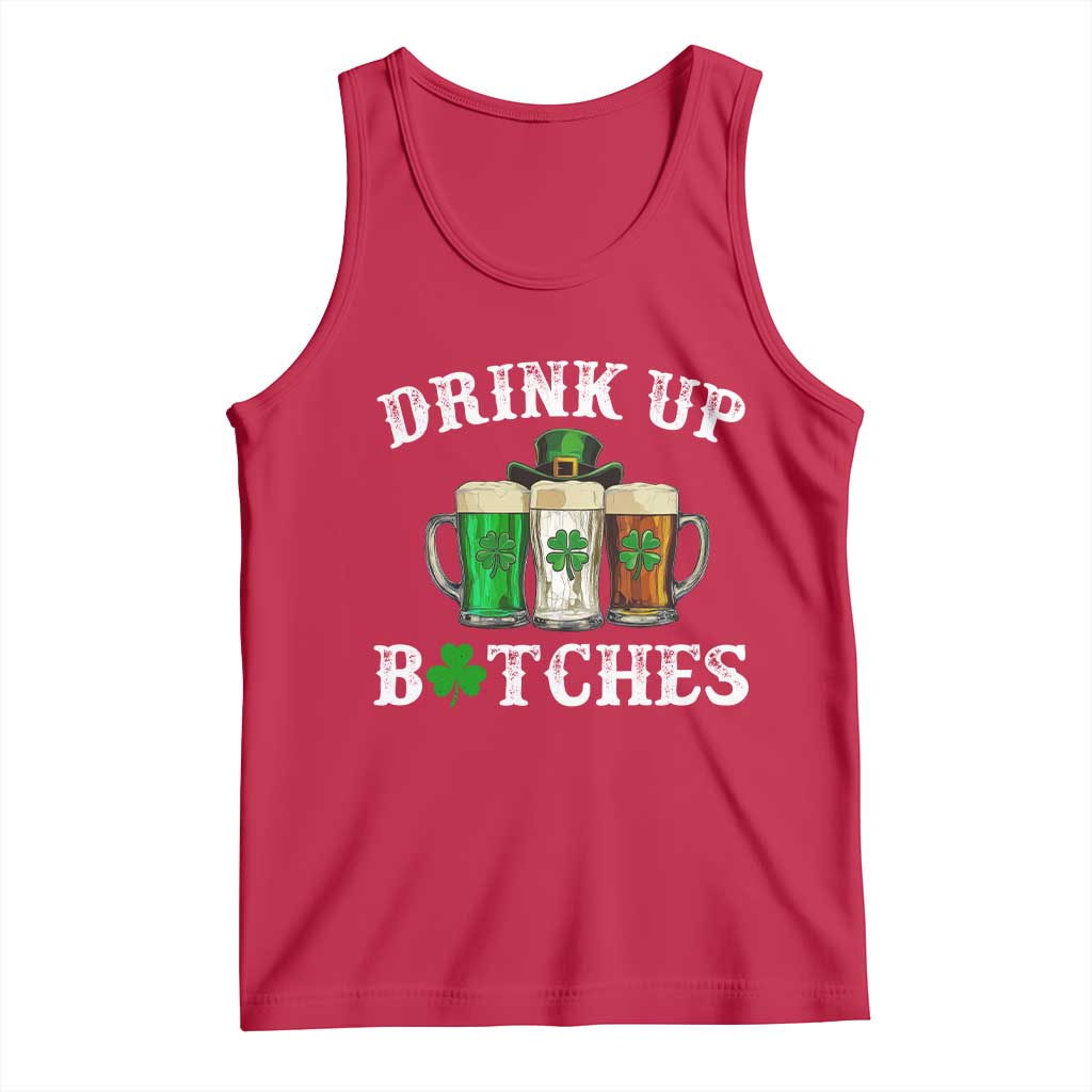 Funny St Patrick's Day Irish Beer Drinking Tank Top Drink Up Bitches Ireland Flag TS11 Red Print Your Wear