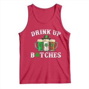 Funny St Patrick's Day Irish Beer Drinking Tank Top Drink Up Bitches Ireland Flag TS11 Red Print Your Wear