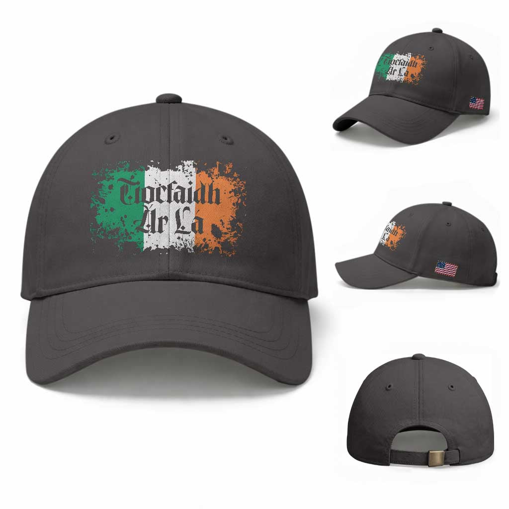 Tiocfaidh Ar La Baseball Cap Vintage Irish Ireland Flag TS11 Baseball Cap Universal Fit Dark Gray Print Your Wear