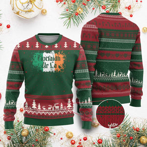 Tiocfaidh Ar La Ugly Christmas Sweater Vintage Irish Ireland Flag TS11 Red Green Print Your Wear
