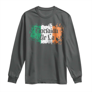 Tiocfaidh Ar La Long Sleeve Shirt Vintage Irish Ireland Flag TS11 Dark Heather Print Your Wear