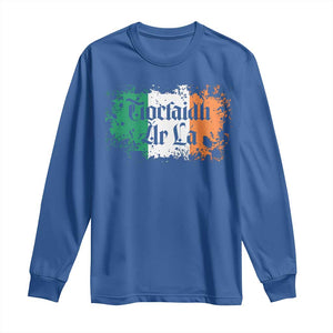 Tiocfaidh Ar La Long Sleeve Shirt Vintage Irish Ireland Flag TS11 Royal Blue Print Your Wear