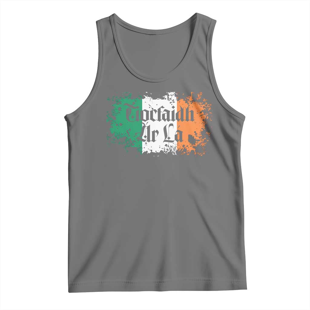 Tiocfaidh Ar La Tank Top Vintage Irish Ireland Flag TS11 Black Heather Print Your Wear