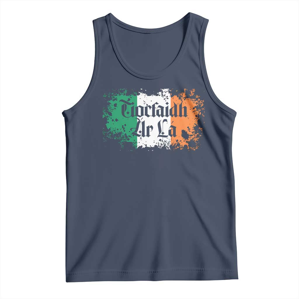Tiocfaidh Ar La Tank Top Vintage Irish Ireland Flag TS11 Navy Print Your Wear
