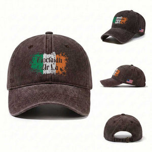 Tiocfaidh Ar La Washed Cotton Baseball Cap Vintage Irish Ireland Flag TS11 Washed Cap Universal Fit Dark Brown Print Your Wear