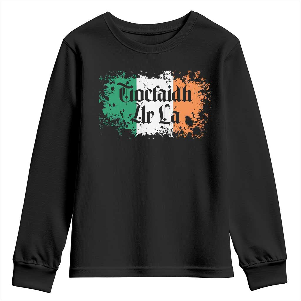 Tiocfaidh Ar La Youth Sweatshirt Vintage Irish Ireland Flag TS11 Black Print Your Wear