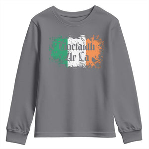 Tiocfaidh Ar La Youth Sweatshirt Vintage Irish Ireland Flag TS11 Charcoal Print Your Wear
