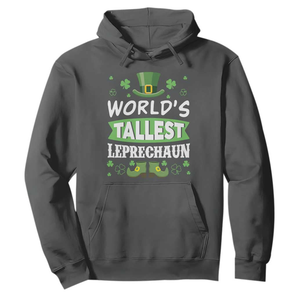 Funny World's Tallest Leprechaun St Patrick's Day Hoodie Shamrock TS11 Dark Heather Print Your Wear
