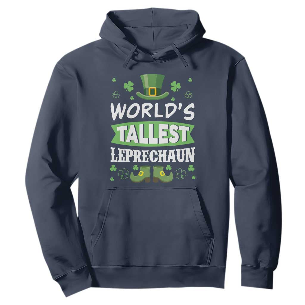 Funny World's Tallest Leprechaun St Patrick's Day Hoodie Shamrock TS11 Navy Print Your Wear
