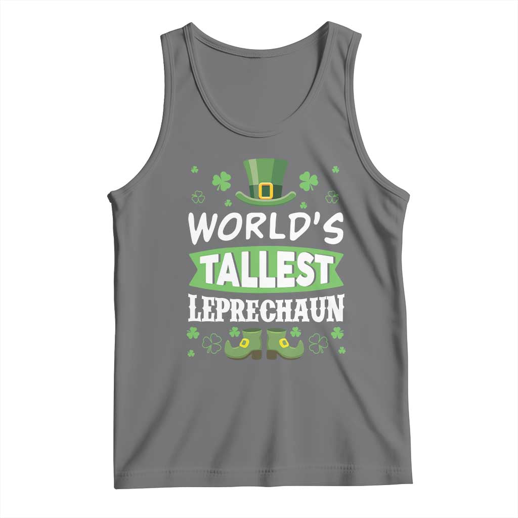 Funny World's Tallest Leprechaun St Patrick's Day Tank Top Shamrock TS11 Black Heather Print Your Wear