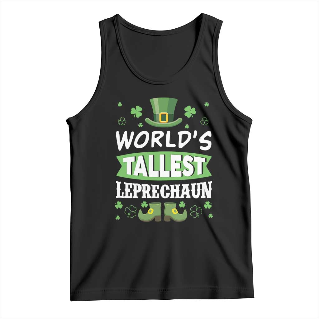 Funny World's Tallest Leprechaun St Patrick's Day Tank Top Shamrock TS11 Black Print Your Wear