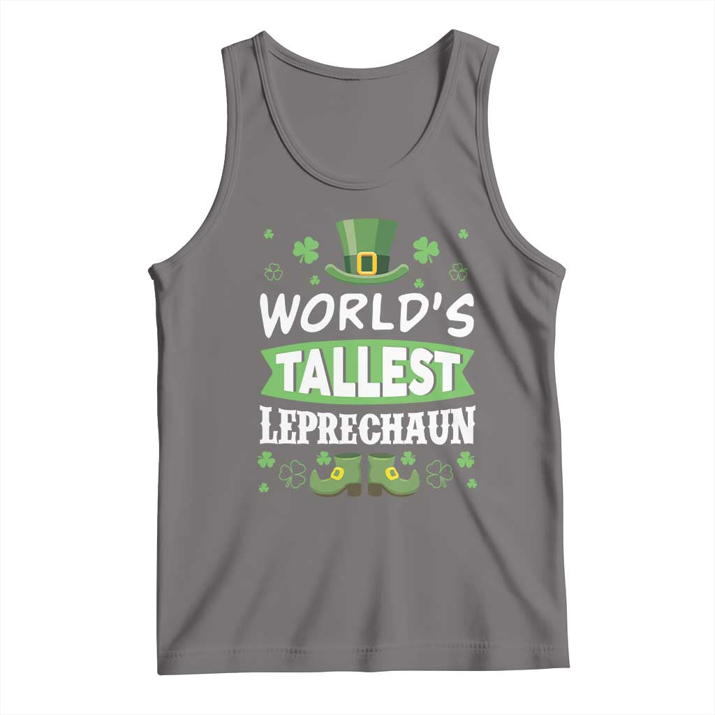 Funny World's Tallest Leprechaun St Patrick's Day Tank Top Shamrock TS11 Deep Heather Print Your Wear
