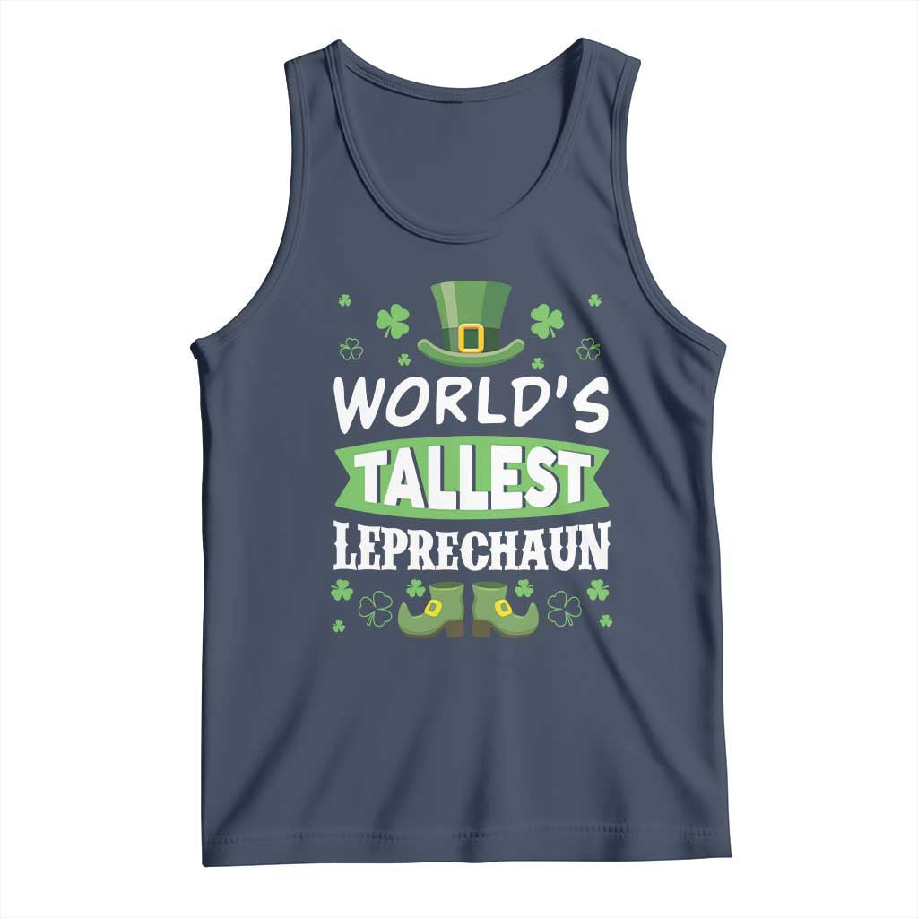 Funny World's Tallest Leprechaun St Patrick's Day Tank Top Shamrock TS11 Navy Print Your Wear