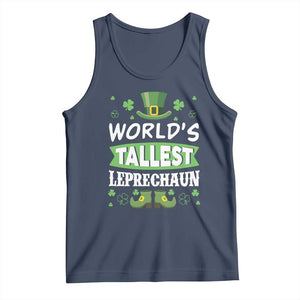 Funny World's Tallest Leprechaun St Patrick's Day Tank Top Shamrock TS11 Navy Print Your Wear