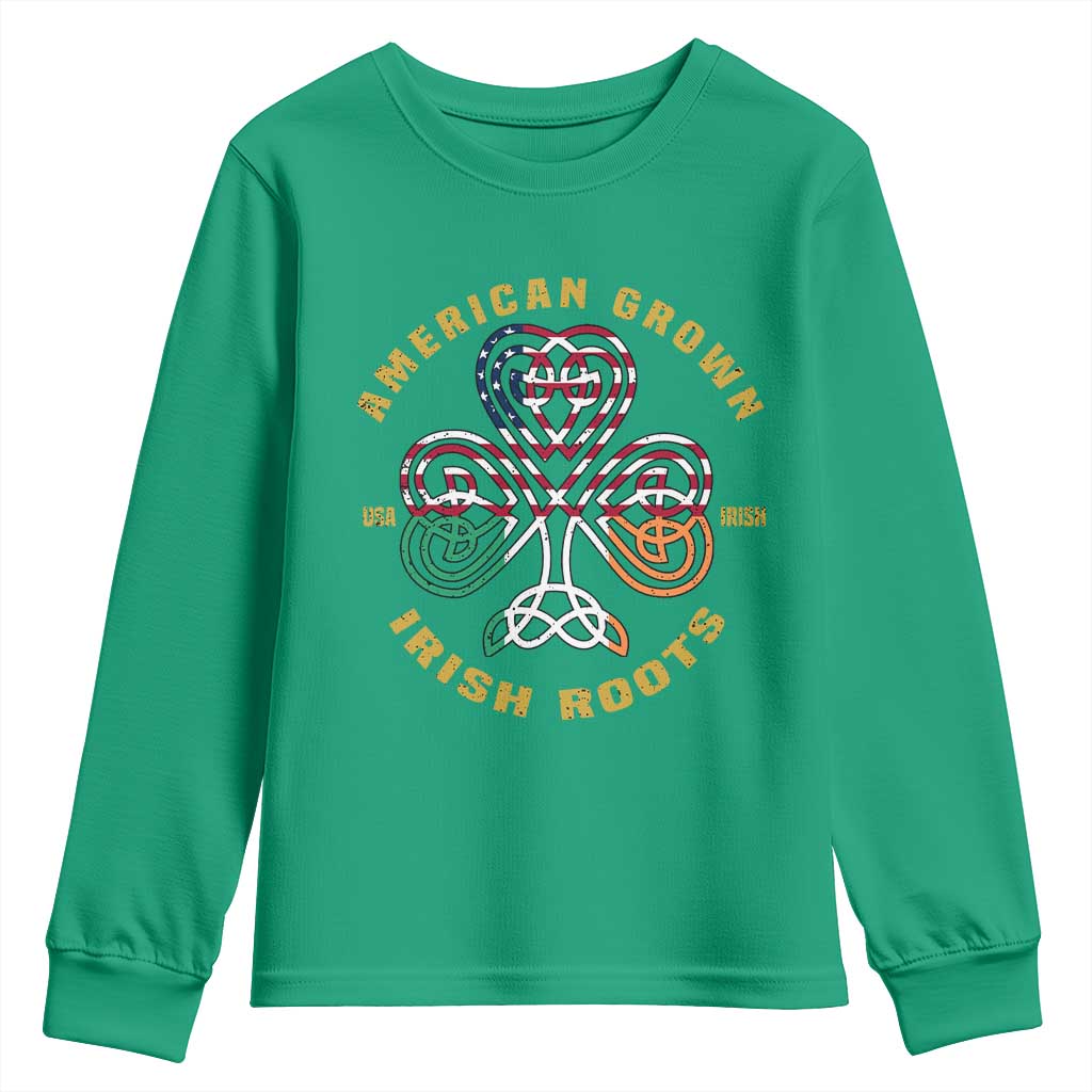 American Grown With Irish Roots Youth Sweatshirt Irish American Shamrock TS11 Irish Green Print Your Wear