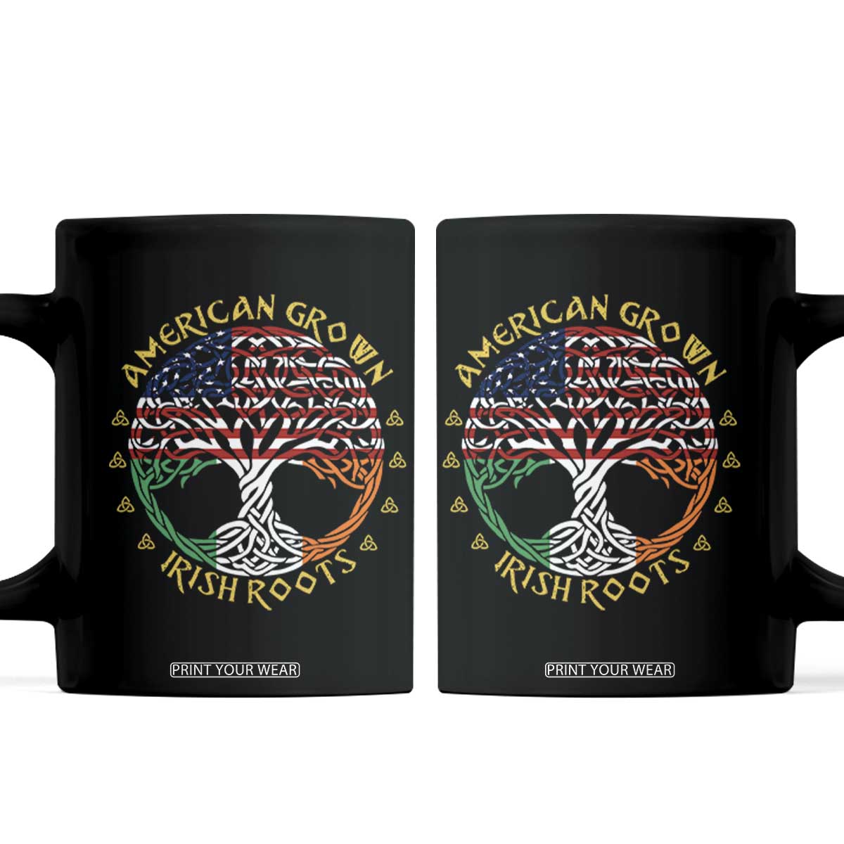 American Grown With Irish Roots Coffee Mug Irish American Tree TS11 Black Print Your Wear