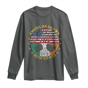 American Grown With Irish Roots Long Sleeve Shirt Irish American Tree TS11 Dark Heather Print Your Wear